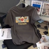 Короткая хлопковая летняя футболка, круглый воротник, оверсайз, в корейском стиле