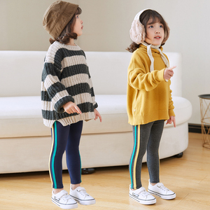 秋冬装束脚裤潮牌纯棉女童打底裤九分裤宝宝