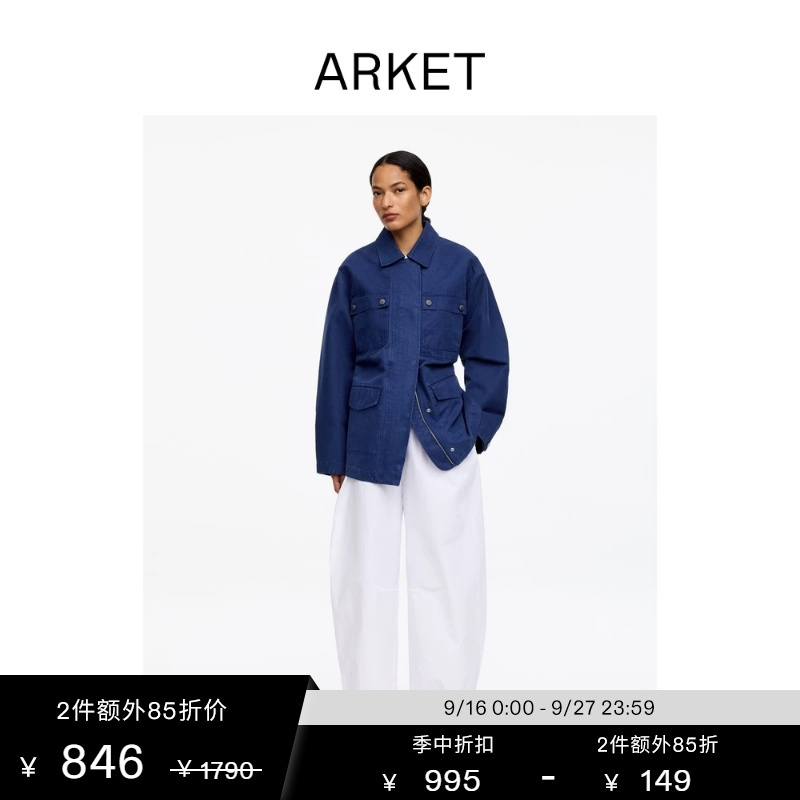 Arket Women's Clothing Pure Cotton Workwear Style Barn Style Jacket Dark Blue Spring and Autumn Style 1326260001 Arket Women's Clothing Pure Cotton Workwear Style Barn Style Jacket Dark Blue Spring and Autumn Style 1326260001