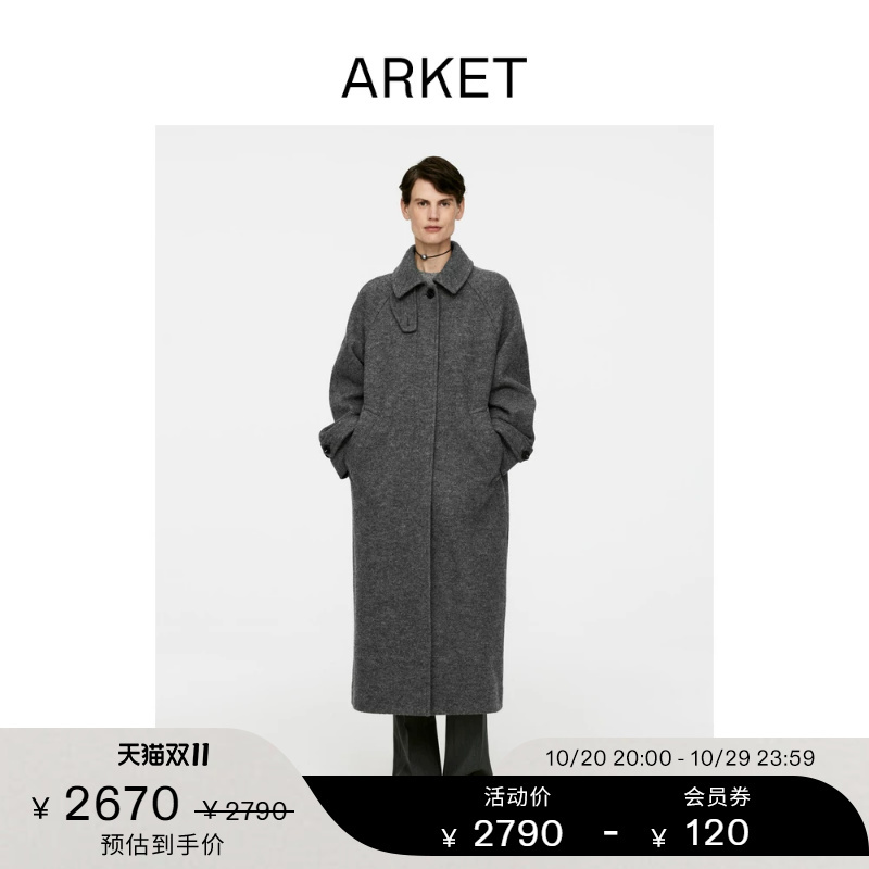 Arket Women's Wool Loose Long Woolen Coat Winter 1262149001