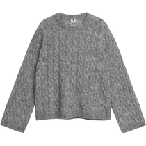 ARKET Womens Mohair Blended Round Neck Cable Knit Sweater 2023 Autumn New Style 1143952001