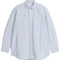 ARKET Mens Pure Cotton Loose Long Sleeve Button Corner Collar Casual Shirt 1213841001