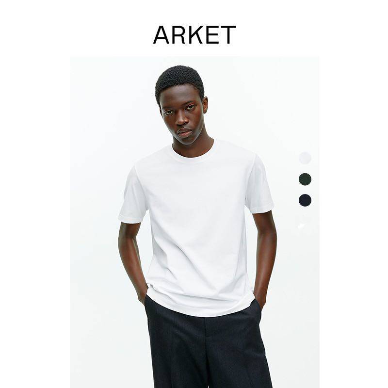 ARKET men's and women's same style basic cotton round neck short-sleeved T-shirt bottoming top 2023 summer 0494713