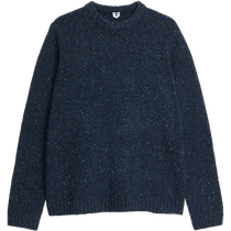 ARKET Mens Wool Blended Long Sleeve Crew Neck Sweater Dark Blue 2024 Autumn New Style 1018404007