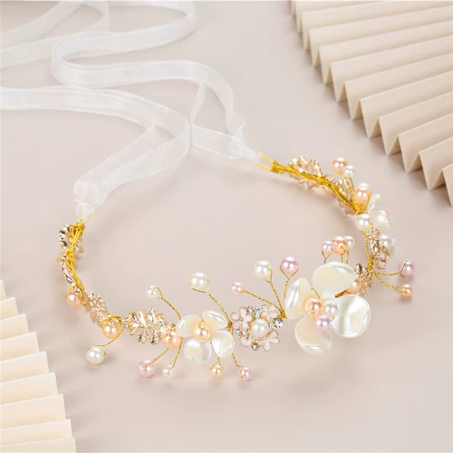 Детский аксессуар для волос ручной работы, ободок из жемчуга для принцессы