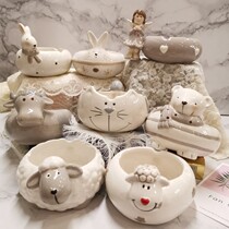 Ashtray cute girl ins creative household personality cartoon retro girl heart ceramic creative ashtray Nordic