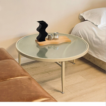 Balcony creative round small apartment tempered glass living room coffee table modern simple minimalist home small size table