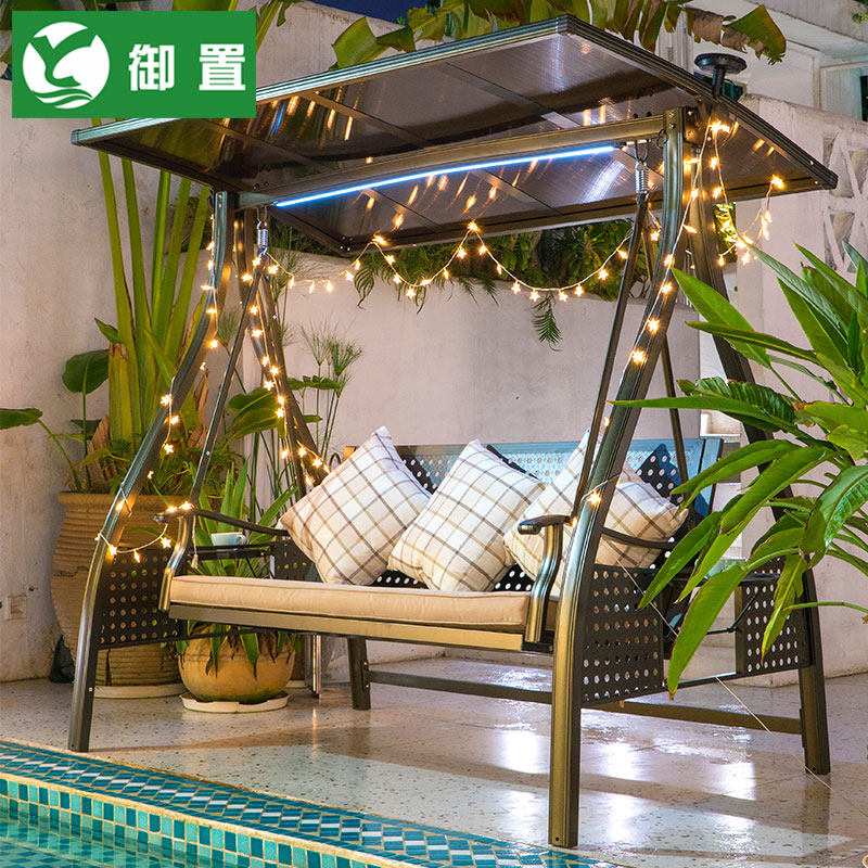 Royal outdoor swing Courtyard rocking chair Hanging basket Garden Terrace Double hanging chair Rattan chair Balcony Alloy aluminum swing