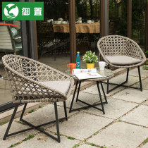 Imperial balcony small table and chair Nordic modern minimalist leisure table and chair mini three-piece outdoor creative rattan table and chair