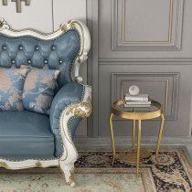 American light luxury stainless steel round tea several Nordic hollow carved edge of several living room tempered glass coffee table