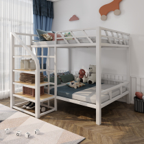 Iron art upper and lower elevated bed small household high and low bed spatial double layer children up and down iron frame bed