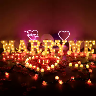 marryme proposal LED letter light glowing props marry me love confession trunk surprise birthday decoration