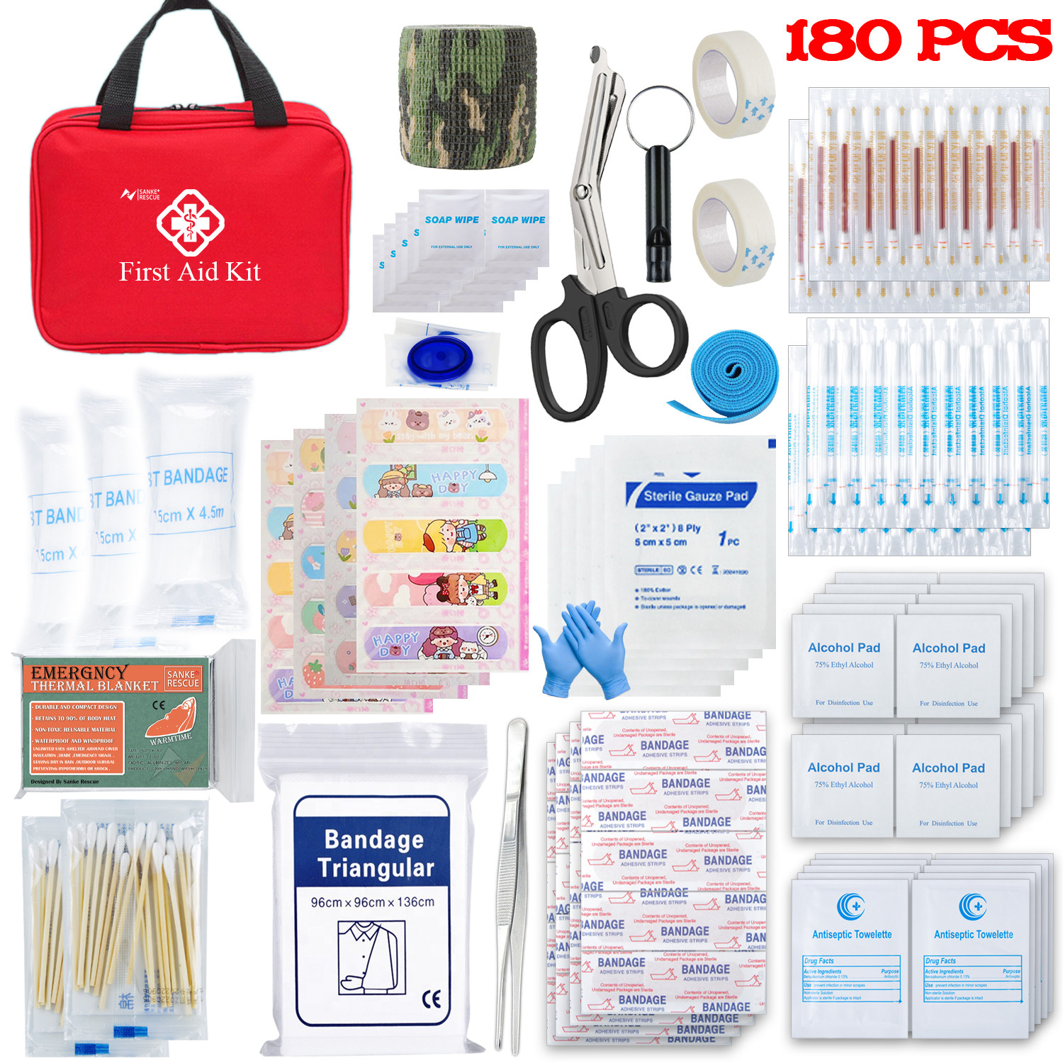 First Aid Kit 180件全能战术急救包:户外探险必备神器,守护你的每一次冒险!-应急包-淘宝好物网