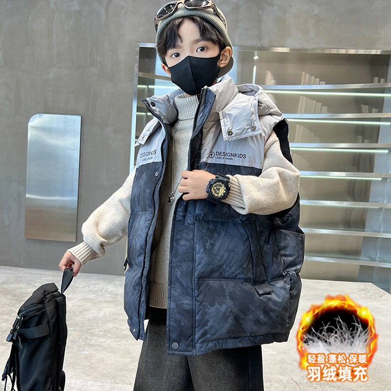 Boys' down Vest Autumn and Winter 2026 New Style Children's Winter Vest Thickened Big Kids Winter Coat Trendy and Stylish