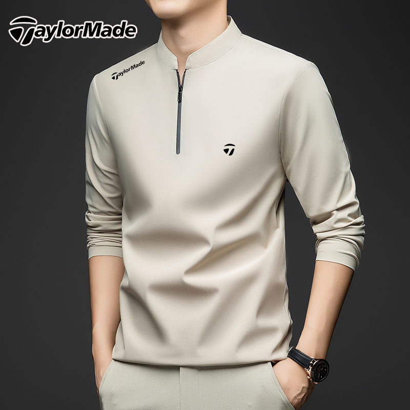 Taylormade Men's Golf Sports Spring and Summer Long-Sleeved Half-Zip Stand-Up Collar Thin Breathable T-Shirt Taylormade Men's Golf Sports Spring and Summer Long-Sleeved Half-Zip Stand-Up Collar Thin Breathable T-Shirt