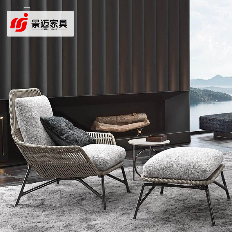 Outdoor sofa rattan soft decoration creative furniture rattan three-piece single Nordic modern balcony garden single chair