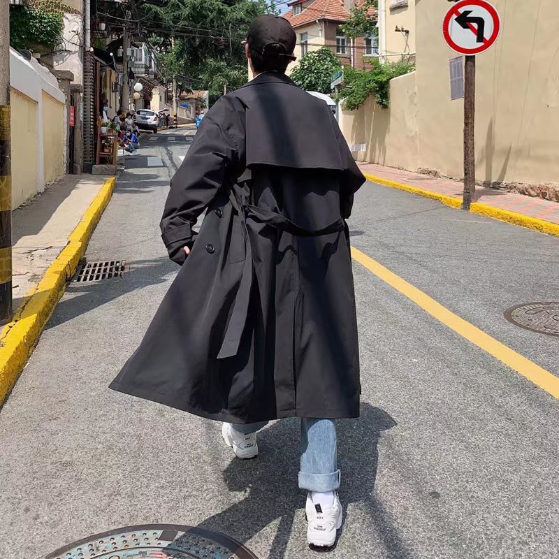 Double-Breasted German-Style Trench Coat for Men, British Style, Casual, Loose, Knee-Length, Mid-Length Coat, Summer Jacket, Spring and Autumn Double-Breasted German-Style Trench Coat for Men, British Style, Casual, Loose, Knee-Length, Mid-Length Coat, Summer Jacket, Spring and Autumn