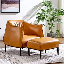  Nordic lazy sofa chair combination Bedroom balcony leisure single sofa chair Simple living room leather sofa Light luxury