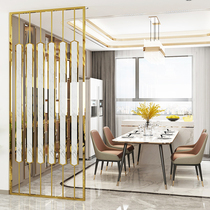  Modern minimalist partition screen Living room entrance barrier partition decorative wall Stainless steel screen partition Light luxury titanium