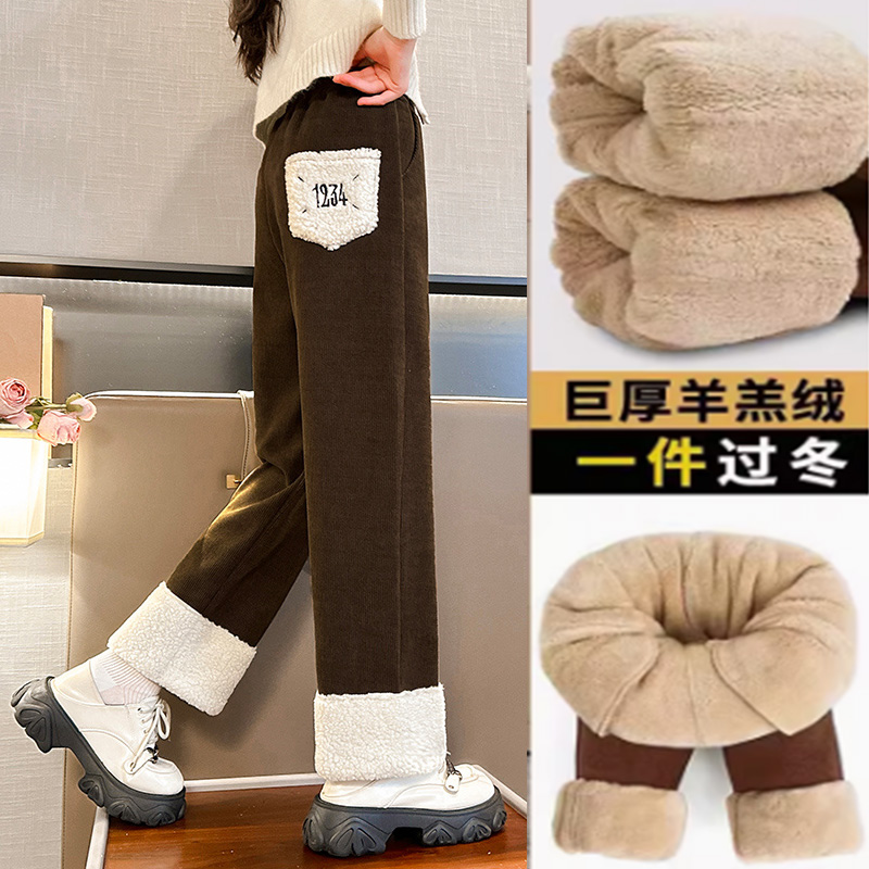 Girl gush thickened pants winter outwear the new CUHK Warm Casual Cotton Pants Children Winter Clothing Straight briefs-Taobao