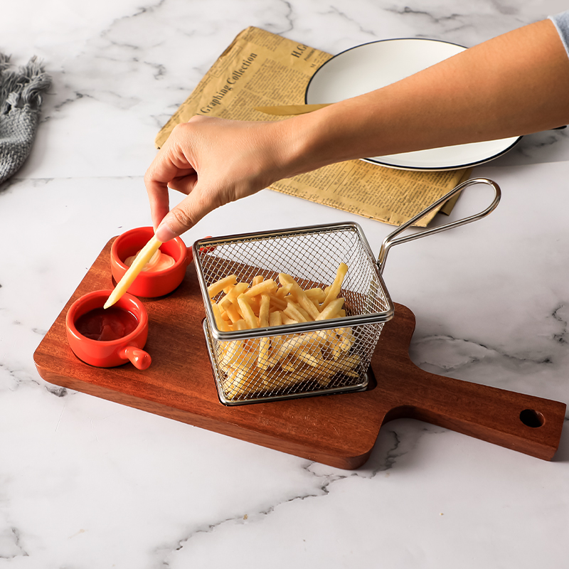 Stainless steel french fries plate French fries basket clear bar commercial hotel restaurant bar snack bar frying basket creative mini frying basket