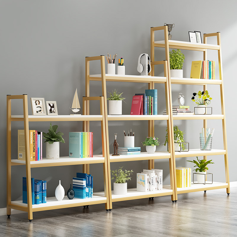 Simple bookshelf rack floor living room shelving rack leaning against wall shelving office small bookshelf trapezoidal containing shelf