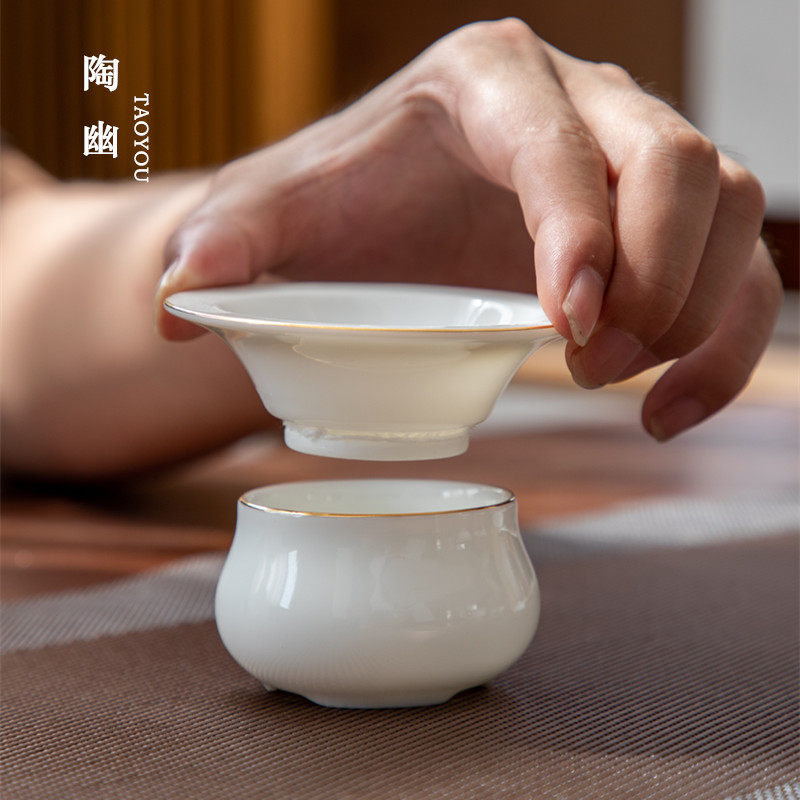 Tao You Phnom Penh Sheep Fat White Jade Ceramic Tea Leakage Tea Filter Tea Filter Mesh Tea Maker Tea Filter Tea Set Tea Ceremony Accessories
