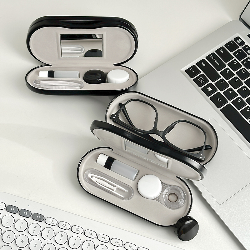 Two-In-One Glasses Case, Double-Layer Dual-Use Contact Lens Case, Double Box, Anti-Pressure Portable Dual-Use Contact Lens Case, Storage Box