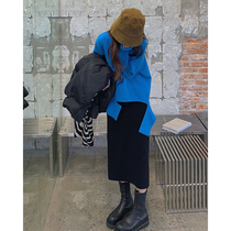 White water womens high neck pullover sweater womens spring and autumn lazy wind warm design sense niche loose outside wear clothes