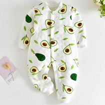 Newborn jumpsuit cotton spring and autumn winter warm thickened cotton coat long sleeve 1 year old 2 male and female baby climbing suit