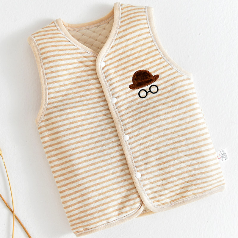Warm baby waistcoat cotton vest pure cotton spring autumn male newborn waistcoat shoulder 3 months 6 female baby clothes-Taobao