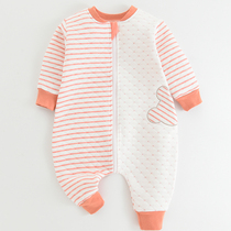 Baby sleeping bag leg split spring and autumn cotton warm cotton cotton cotton men and women baby pajamas newborn clothes sleeping bag anti-kicking quilt