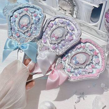 Flower Knows Shell Pearl Series Handheld Mirror Makeup Mirror Ocean Style Bow Mirror