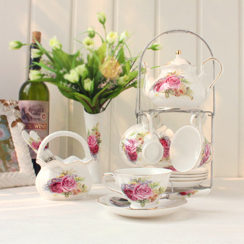 European ipads China coffee cups and saucers suit red cup teapot tea set household decoration decoration tea in the afternoon