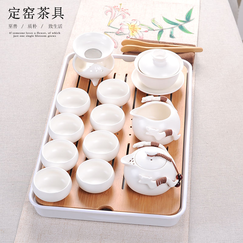 Kung fu tea sets domestic tea cup a visitor office ceramic cup tea tray was contracted and I sitting room