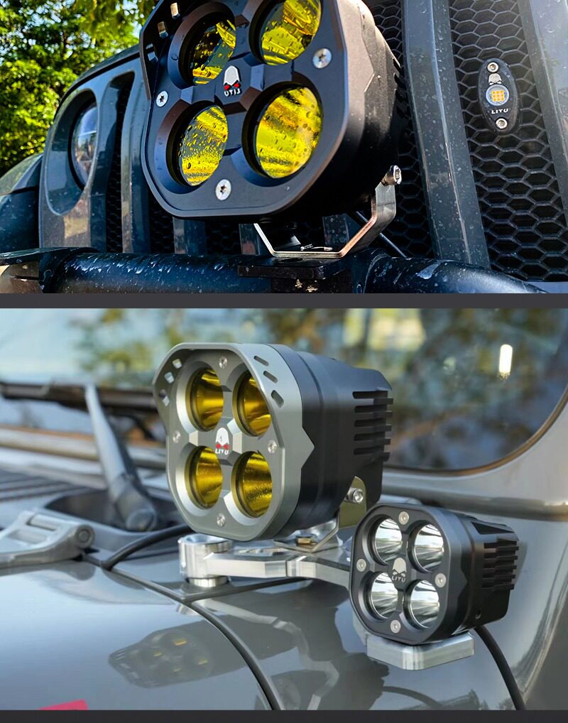 Внедорожные огни 力途品牌fx40四叶草射灯汽车改装led越野超强聚光远a柱射灯辅助