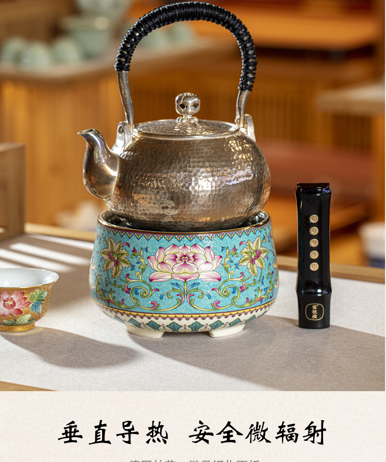 Warbler song'm household electric TaoLu boiled tea tea stove desktop small teapot iron pot of silver remote colored enamel pot of tea