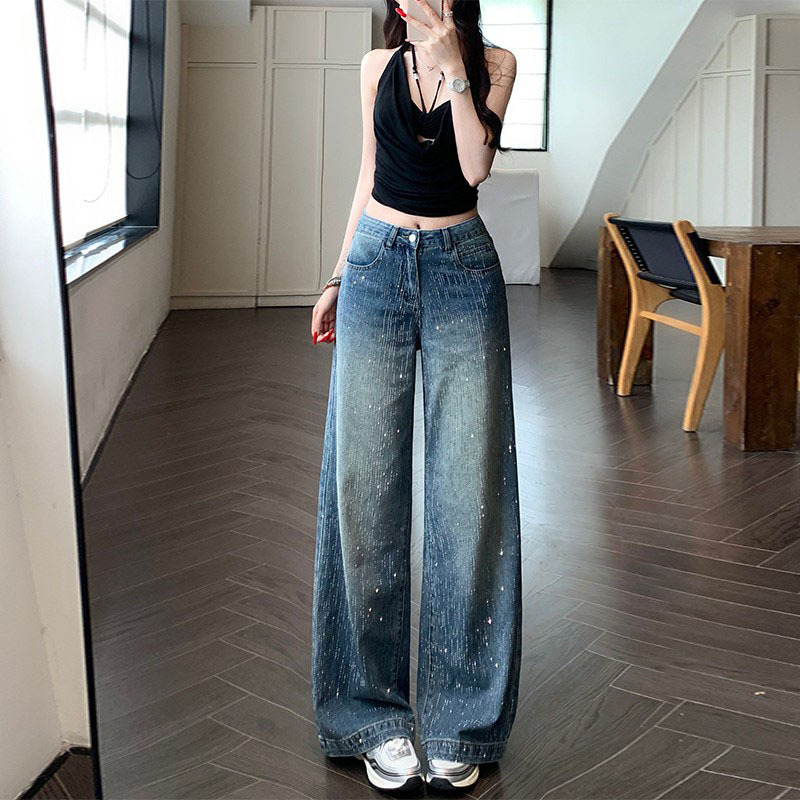 Li Li's Meteor Shower Heavy Beaded Wide-Leg Jeans for Women, Summer 2026, High-Waisted Slimming Long Pants Li Li's Meteor Shower Heavy Beaded Wide-Leg Jeans for Women, Summer 2026, High-Waisted Slimming Long Pants