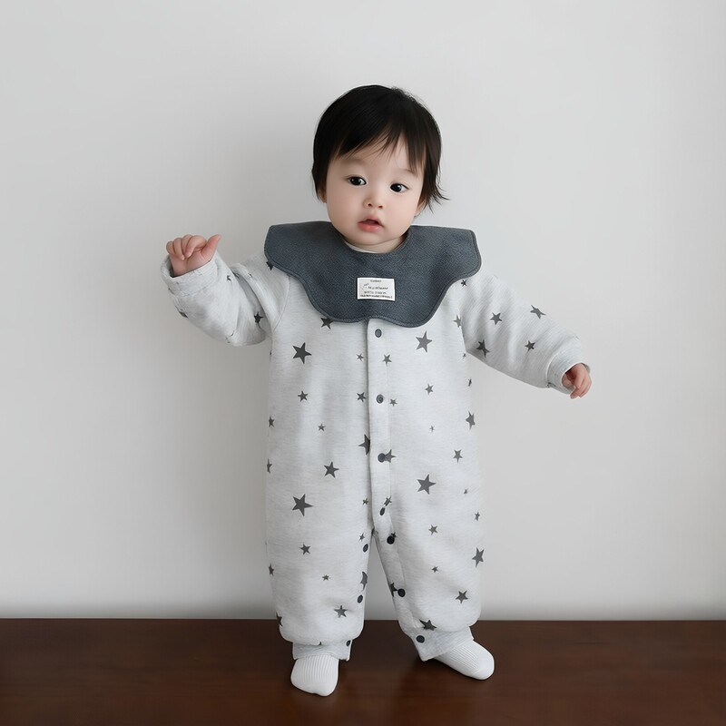ins Style Newborn Romper Winter Star Print Baby Crawling Clothes Home Clothes Infant Cotton-Padded Jacket Warm Clothing ins Style Newborn Romper Winter Star Print Baby Crawling Clothes Home Clothes Infant Cotton-Padded Jacket Warm Clothing