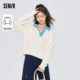 Semir sweater ຂອງແມ່ຍິງ polo collar striped shirt retro 2023 ດູໃບໄມ້ລົ່ນໃຫມ່ temperament ກົງກັນຂ້າມສີ pullover slimming