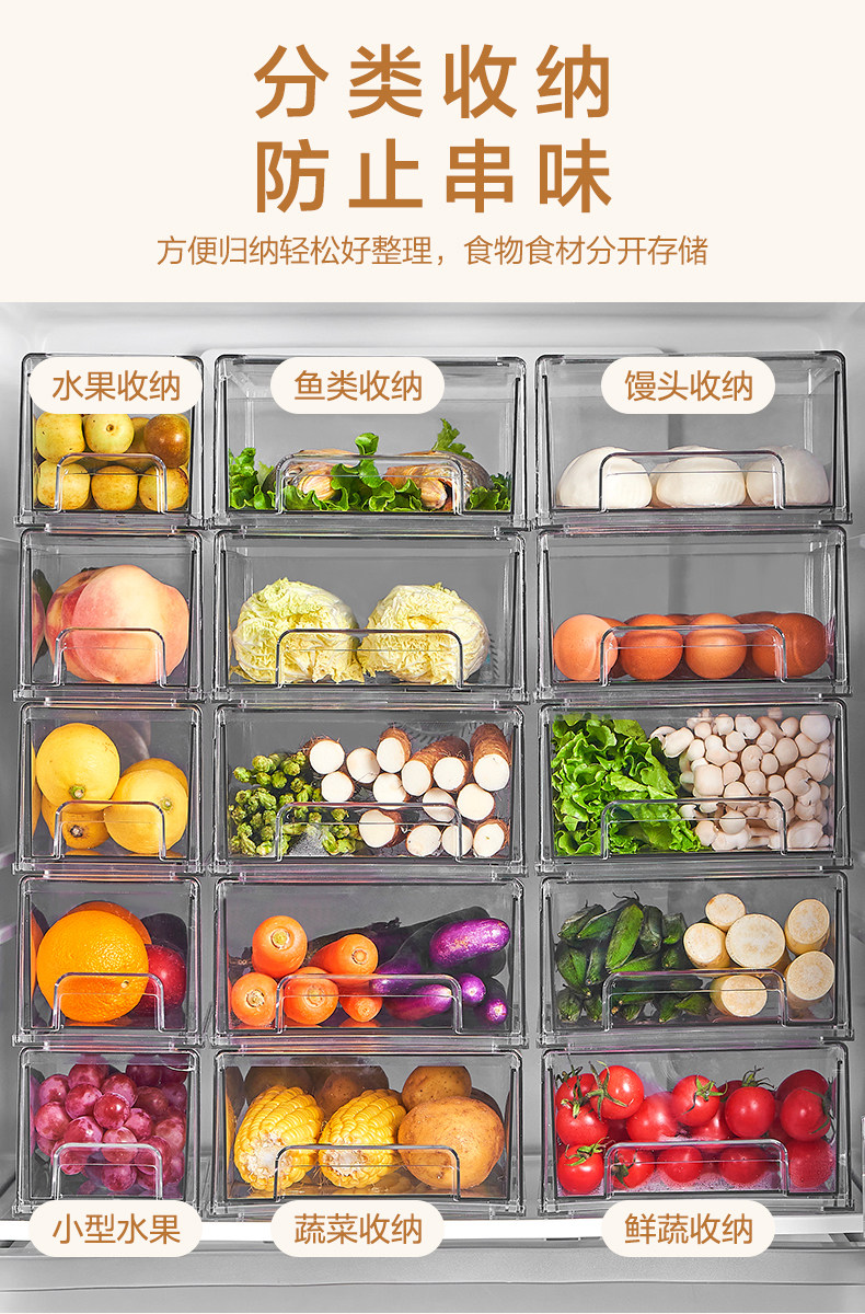 厨房冰箱收纳盒抽屉式食品级专用保鲜盒冷冻蔬菜水果鸡蛋整理神器详情6