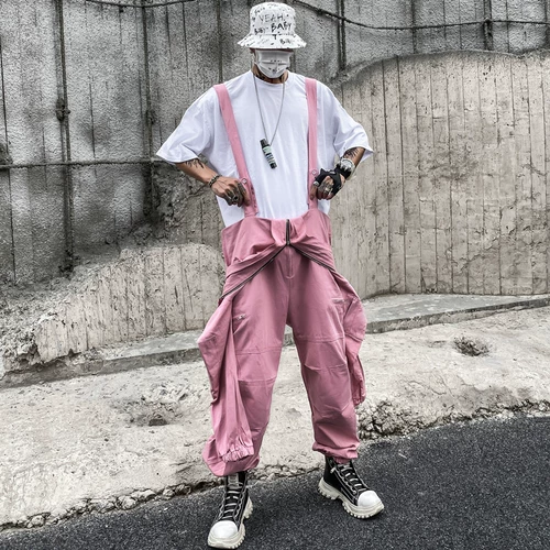 Рабочий трендовый комплект в стиле хип-хоп, съемный ретро комбинезон подходит для мужчин и женщин