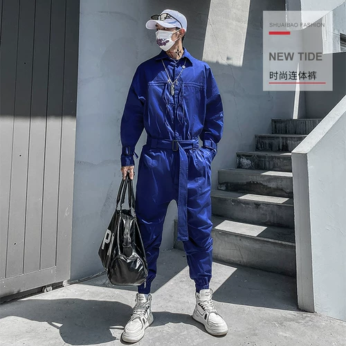 Лонгслив, нарукавники, японское боди в стиле хип-хоп, ретро трендовые штаны подходит для мужчин и женщин, универсальный комбинезон