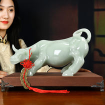 Wall Street Jade cow Feng Shui fortune ornaments Crafts Home accessories Office opening gifts Wangshi Cow ornaments