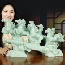 Seiko jade eight Jun Xiongfeng horse decoration company office table horse decoration large business practical gift
