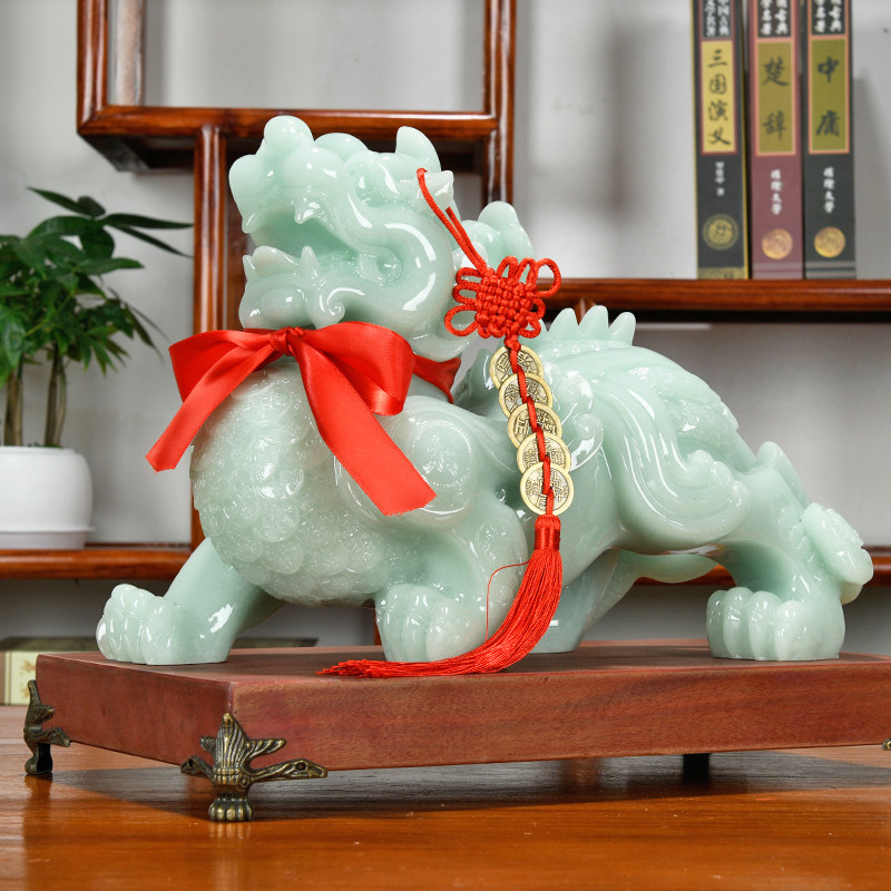 Jade cat ornament a pair of table decorations living room zhao cai entrance office opening pichu gifts
