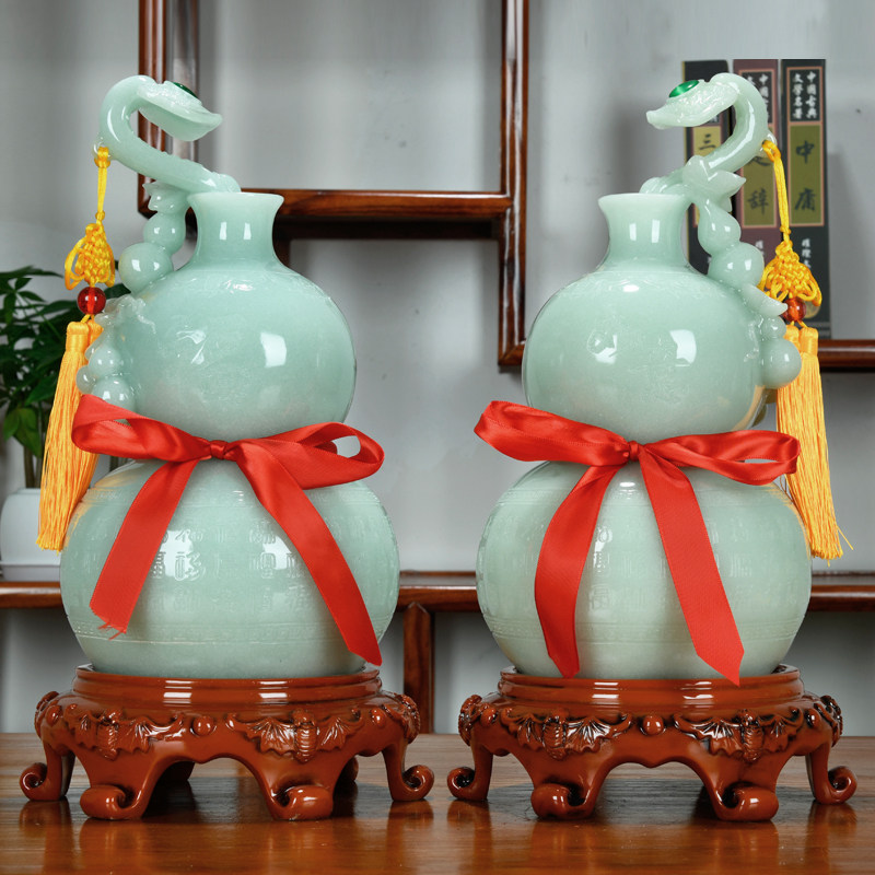 Ruyi gourd ornaments large fortune jade crafts living room office decoration porch feng shui business gifts