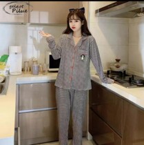 Day Series GP New Sleepwear Women 2022 Han Edition Cartoon Tennis Red Plaid Cute Students Pure Cotton Thin