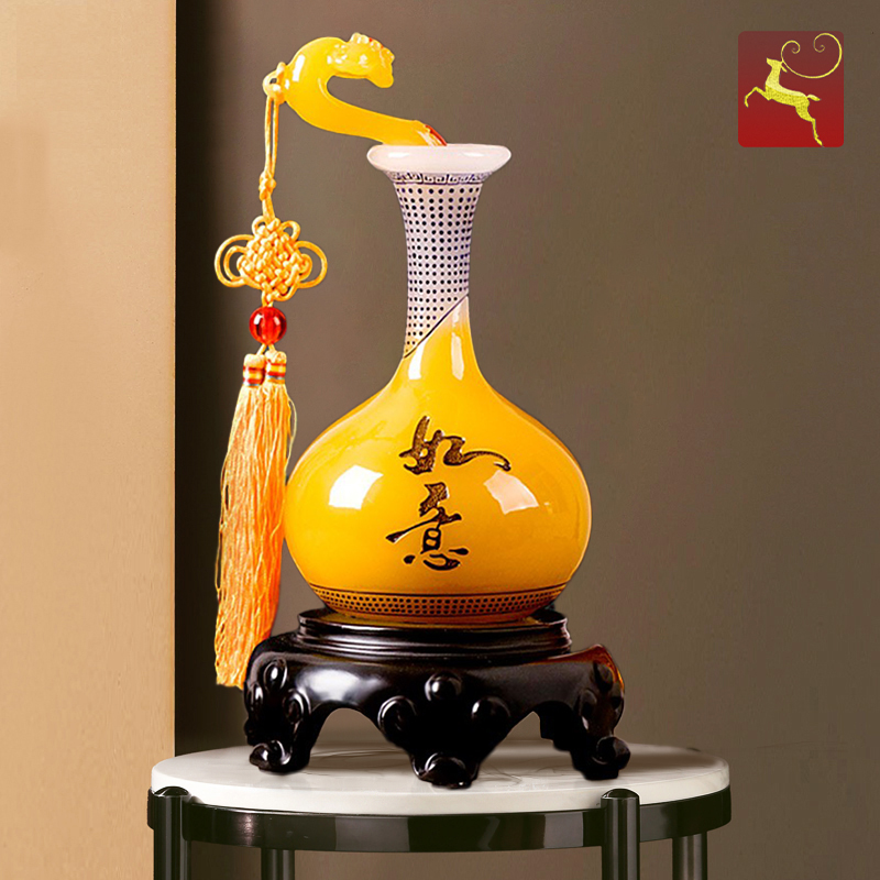 Chinese vase swinging piece Living room wine cabinet home gift decoration Xuanguan TV cabinet Ping An water bamboo rich and expensive bamboo flower arrangement