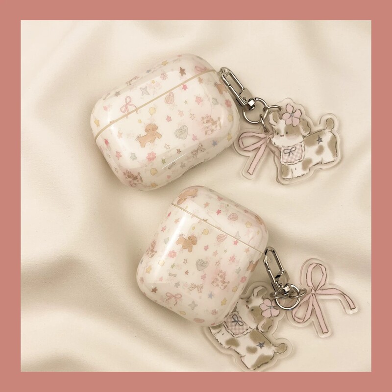 Japanese Eumeya Pink Bow Star Puppy Airpodspro3 Protective Case Airpod5 Suitable for Apple Pro Earphone Case Second Generation Wireless Bluetooth Third Generation Aipods4 Generation Third Generation